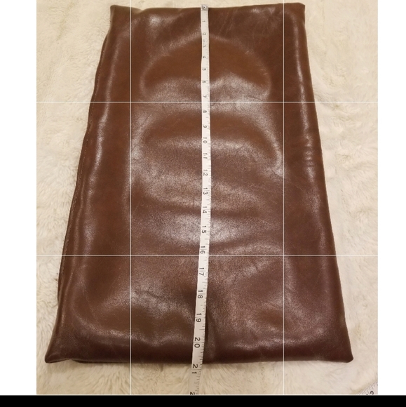 Faux Vegan Leather Decorative 6 brown pillow covers, 12×20 - Picture 6 of 7